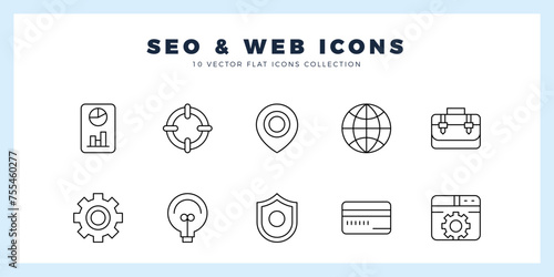 10 SEO & WEB Lineal icon pack. vector illustration.