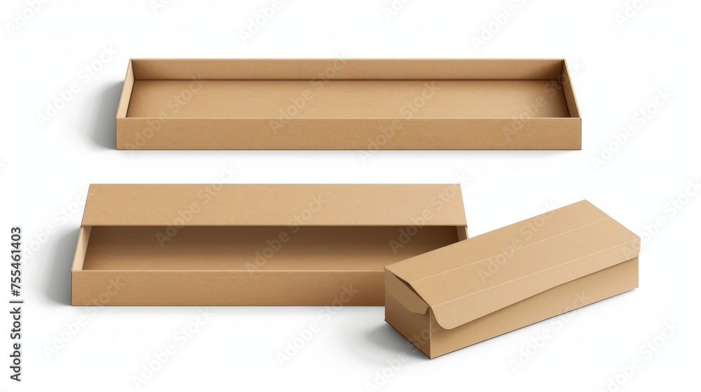 Cartoon Box Slide An open slide box mockup. A realistic modern illustration of a brown ...