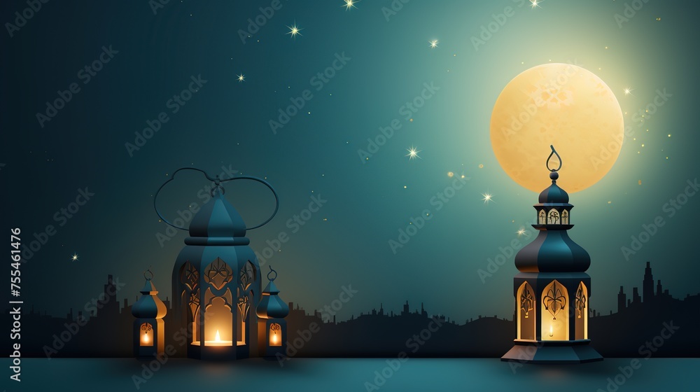 Fototapeta premium Eid al-fitr, Hosni Mubarak, holiday propaganda illustrations,AI generated.