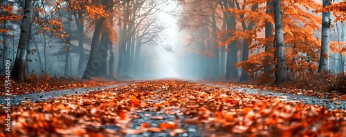 Autumn Leaves Blanket Forest Road. Concept Autumn Photoshoot, Nature Beauty, Fall Foliage, Cozy Blanket, Scenic Roads