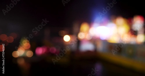 Vibrant Bokeh abstract blurred background music festival stage show performance party. Colorful bokeh background spark animate motion. Backdrop display with twinkling nightlife shape blinking light photo