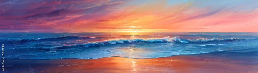 Tranquil Seascape at Sunset serene desert sunset hues painting a tranquil bliss