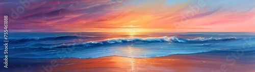 Tranquil Seascape at Sunset serene desert sunset hues painting a tranquil bliss