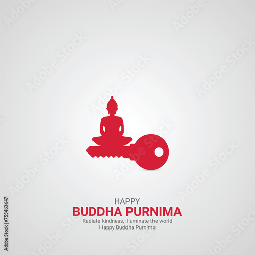 Happy Buddha Purnima Day. Buddha Purnima Day creative ads design May 23. vector, 3D illustration. photo