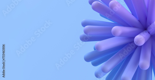 3D render of smooth columns against blue background photo