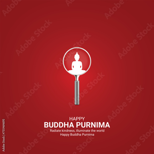 Happy Buddha Purnima Day. Buddha Purnima Day creative ads design May 23. vector, 3D illustration. photo