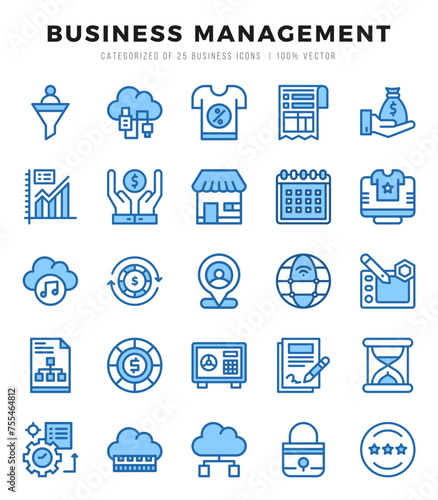 Simple Set of Business Management Related Vector Two Color Icons.