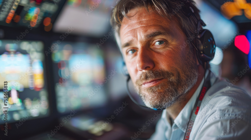 Portrait of an Air Traffic Controller Ensuring Flawless Operations. Aviation Excellence. Portrait of an Air Traffic Controller Ensuring Flawless Operations. Aviation Excellence.