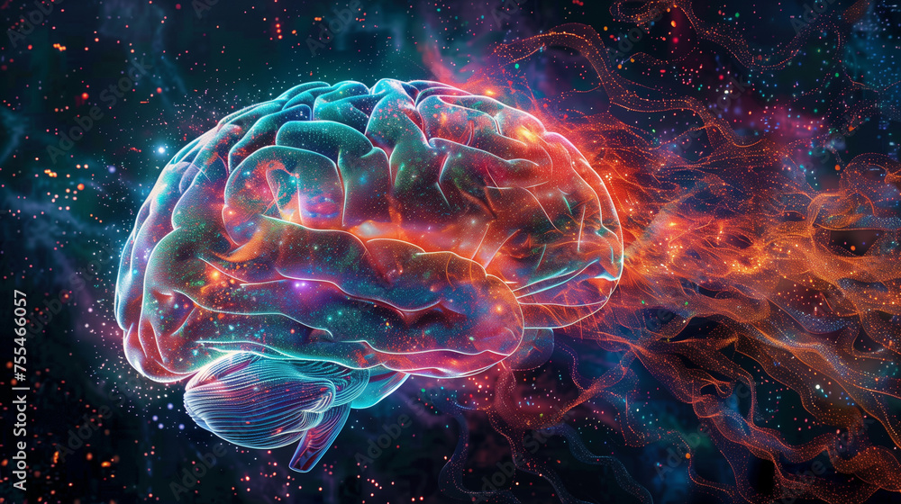Brain with neural networks intertwined - AI creativity Brain with neural networks intertwined - AI creativity