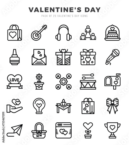 Valentine'S Day icons Pack. Lineal icons set. Valentine'S Day collection set.