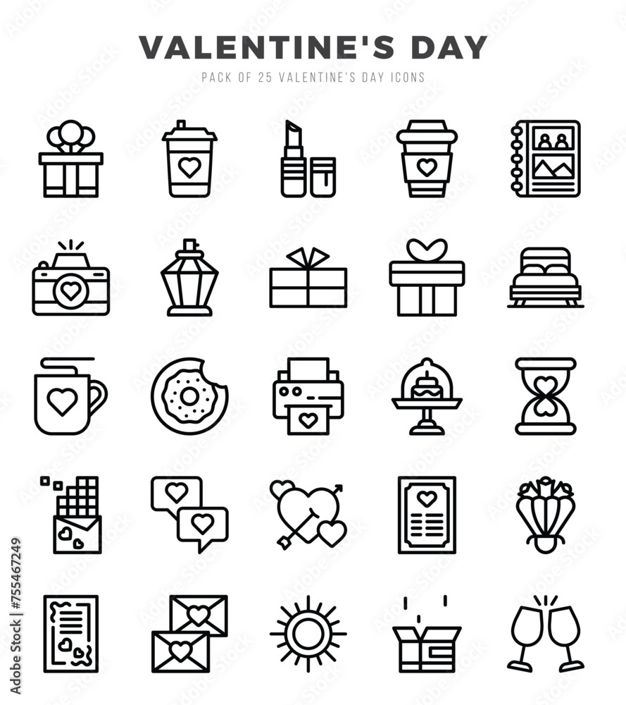 Simple Set of Valentine'S Day Related Vector Lineal Icons.