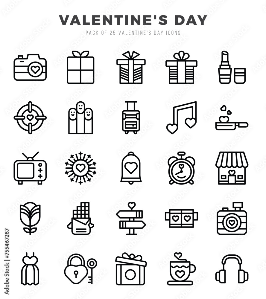 Fototapeta premium Valentine'S Day web icons in Lineal style.