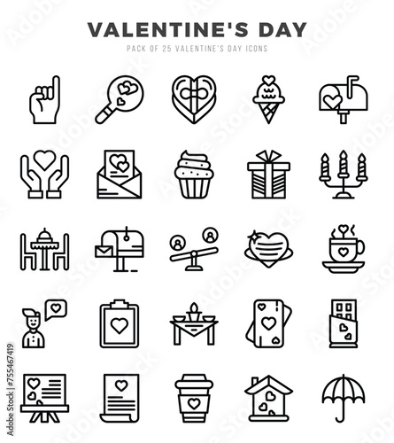 Set of Valentine'S Day Icons Lineal icons collection.