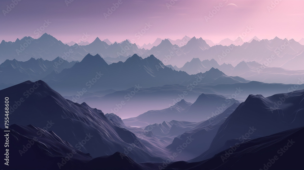 Distant View of Majestic Mountain Range