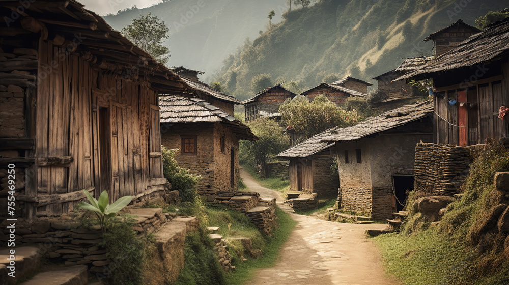 High mountain village without civilization High mountain village without civilization
