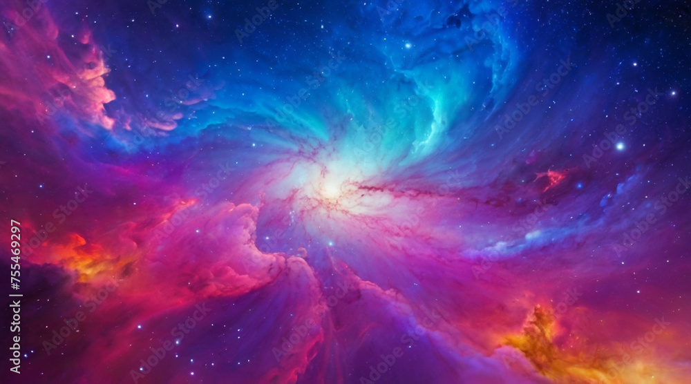 Fototapeta premium Colorful space galaxy cloud nebula, stary night cosmos, universe science astronomy, supernova background wallpaper.