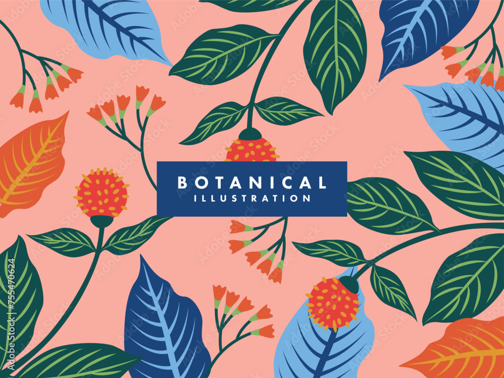 Obraz premium Natural Modern Tropical Botanical Illustration