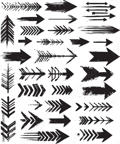 set of grunge arrow vector illustrations. grunge arrow symbol brush paint collection photo