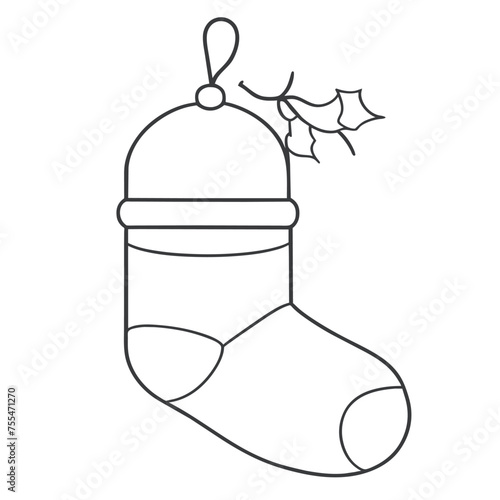 christmas stockings, vector illustration line art