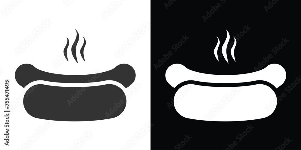 hot dog bun icon on black and white