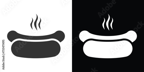 hot dog bun icon on black and white