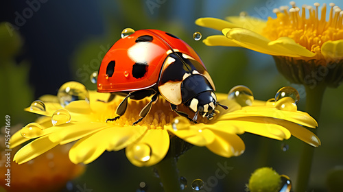Close-up of a ladybug showing its bright colors and intricate patterns