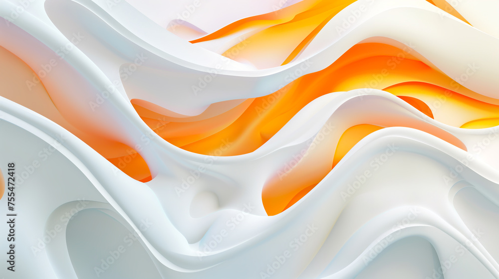 White and orange abstract creamy background - obrazy, fototapety, plakaty 