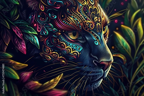 Panther Colorful Animal Tropical Wildlife Background Generative AI