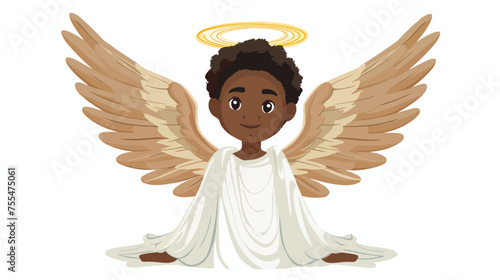Illustration of a Black American Wearing an Angel 