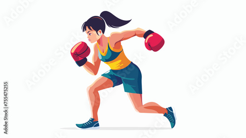 Illustration of a girl who is engaged in boxing