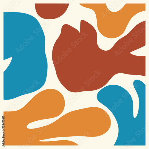 Colorful abstract shape trendy contemporary abstract shapes seamless pattern. Pastel colour seamless pattern