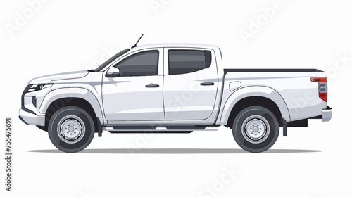 Illustration of white concept cargo pickup truck 