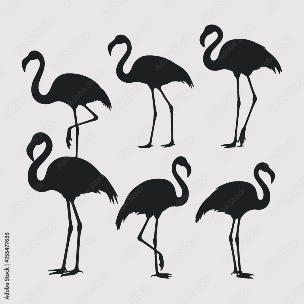 flat design flamingo silhouette collection
