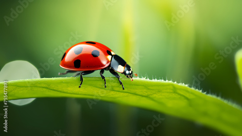 Ladybug on flower, a ladybug on background © xuan