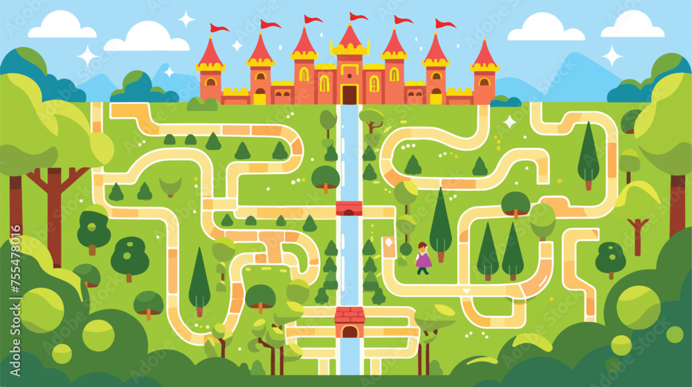 Logic puzzle game with labyrinth for children 