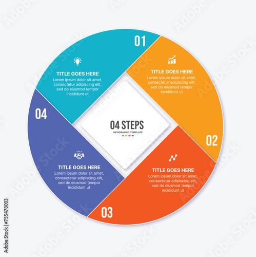 Circular Cycle Round Infographic Template Design with 4 Options © Muhammad