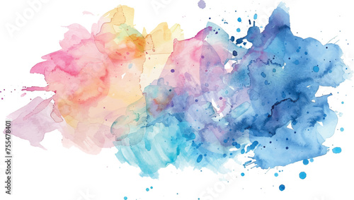watercolor paint splashes pink yellow blue