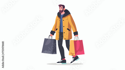Man character shopping bags market vector illustration
