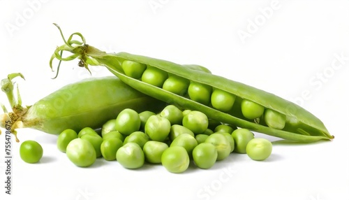  top view ,Fresh green pea isolated on white background. There is a lot of vitamin