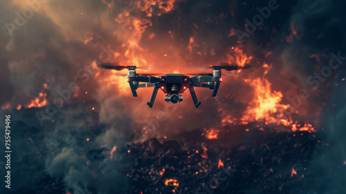 Drone in flames, Generative AI