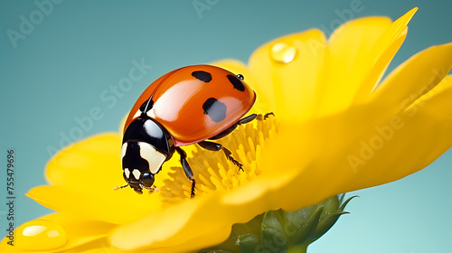 Ladybug on flower, a ladybug on background