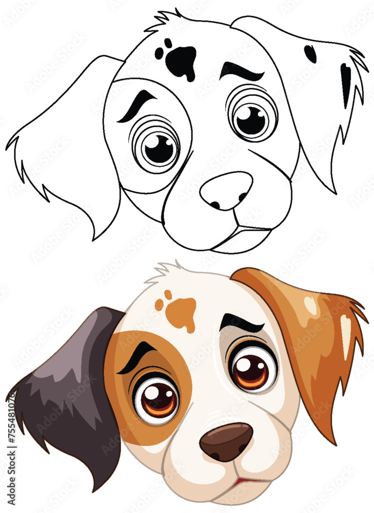 Vector illustration of a cute, expressive puppy face. Vector illustration of a cute, expressive puppy face.