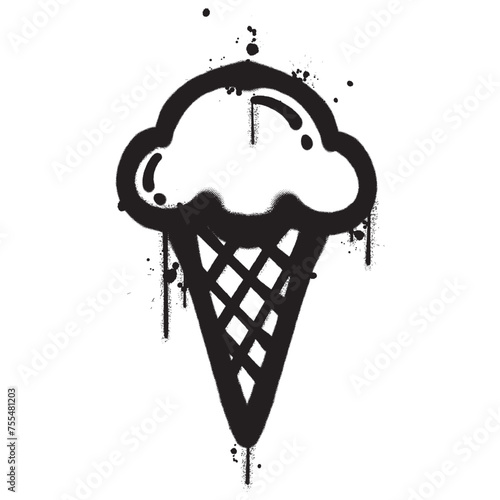 Vector graffiti spray paint ice cream isolated vector illustration
