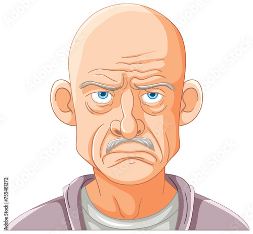 Vector illustration of a displeased elderly man