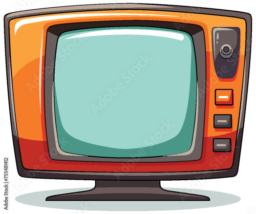 Colorful vintage TV with blank screen