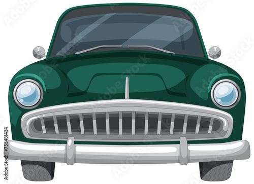 Vector graphic of a retro green automobile
