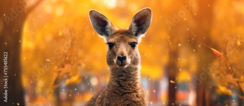 close up kangaroo with tree background