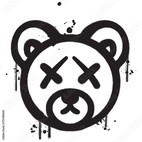 Vector graffiti spray paint teddy bear isolated vector illustration