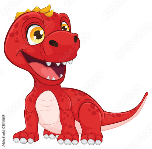 A happy red dinosaur with a big smile