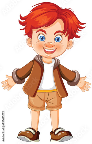 Cheerful young boy with open arms smiling